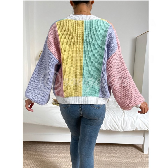 Multicolor Color-block Open Front Cardigan Long Sleeve - Picture 4 of 10